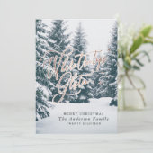 Waar de topjes met drie kerst luisteren feestdagenkaart (Staand voorkant)