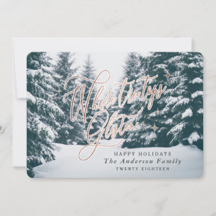 Waar de topjes met drie kerst luisteren feestdagenkaart