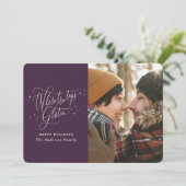 Waar de topjes met drie kerst luisteren feestdagenkaart (Staand voorkant)