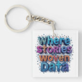 Waar de verhalen geweven data sleutelhanger (voorkant)