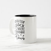 waar de versterkingsstromen tweekleurige koffiemok (Voorkant links)