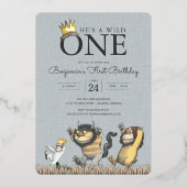 Waar de wilde dingen 1e verjaardag nodiging zijn folie uitnodiging (Voorkant)