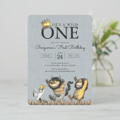 Waar de wilde dingen 1e verjaardag nodiging zijn folie uitnodiging (Staand Voorkant)