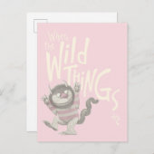 Waar de Wilde Dingen Citaat zijn - Roze Briefkaart (Voorkant / Achterkant)