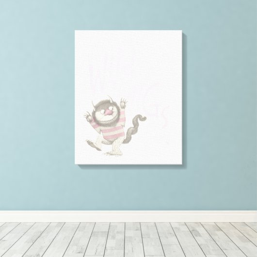 Waar de Wilde Dingen Citaat zijn - Roze Canvas Afdruk (Insitu (Houten vloer))