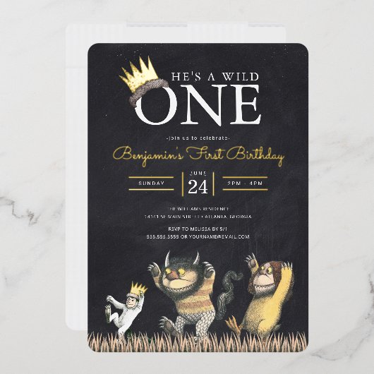 Waar de wilde dingen één dag chalkboard zijn folie uitnodiging (Envelop)