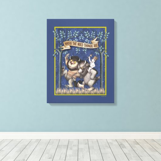 Waar de wilde dingen grafisch zijn canvas afdruk (Insitu (Houten vloer))