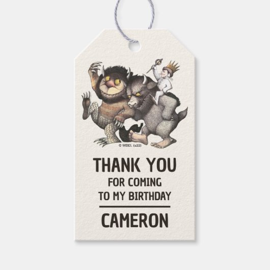 Waar de wilde dingen karakters zijn cadeaulabel (Voorkant)