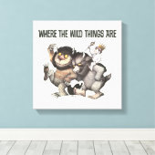 Waar de wilde dingen karakters zijn canvas afdruk (Insitu (Houten vloer))