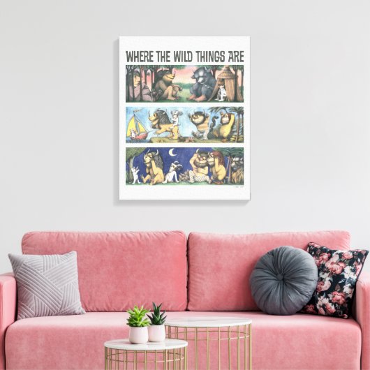 Waar de wilde dingen scènes zijn canvas afdruk (Insitu (Woonkamer))