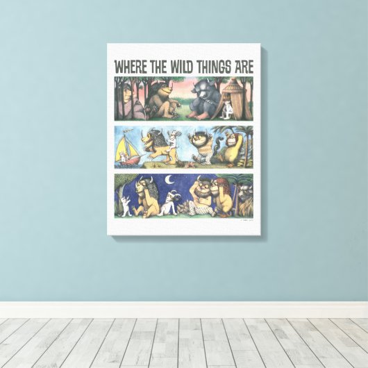 Waar de wilde dingen scènes zijn canvas afdruk (Insitu (Houten vloer))