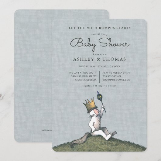 Waar de wilde dingen uitnodigingen van het Baby sh (Voorkant / Achterkant)