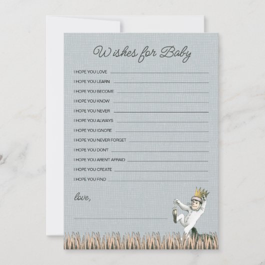 Waar de wilde dingen zijn Baby shower wensen Notitiekaartje (Voorkant)
