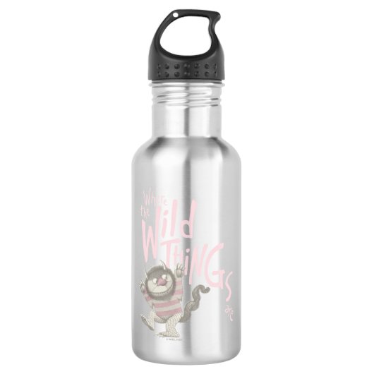 Waar de Wilde Dingen Zijn Citaat - Roze Waterfles (Voorkant)