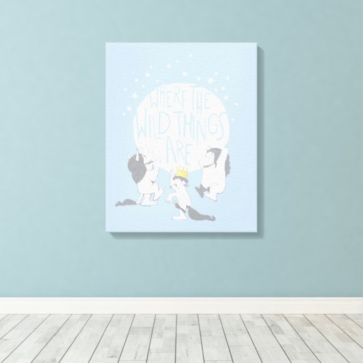 Waar de wilde dingen zijn | maan en sterren canvas afdruk (Insitu (Houten vloer))