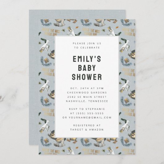 Waar de wilde dingen zijn Pattern Baby shower Kaart (Voorkant / Achterkant)