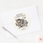 Waar de wilde dingen zijn | Vrolijk kerstfeest Ronde Sticker (Envelop)