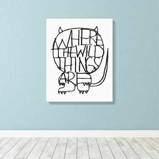 Waar de wilde dingen zijn | Wild Thing Sketch Canvas Afdruk (Insitu (Houten vloer))