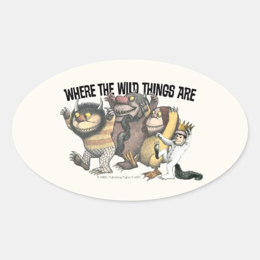 Waar de Wilde Things Are Karakters & Logo Ovale Sticker (Voorkant)