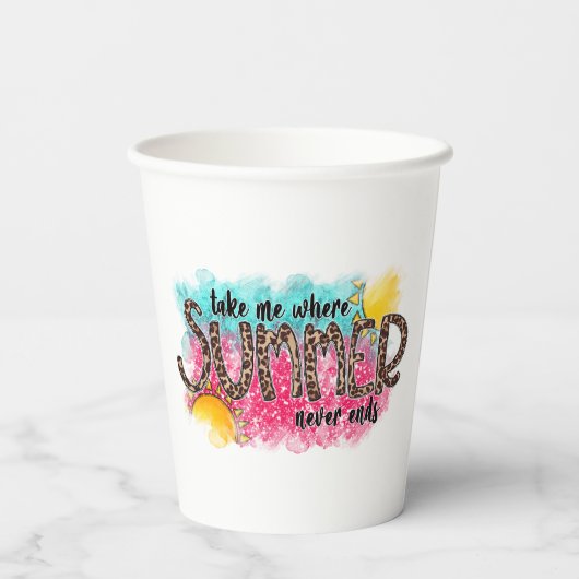 Waar de zomer nooit document kop beëindigt papieren bekers (Achterkant)