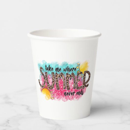 Waar de zomer nooit document kop beëindigt papieren bekers (Voorkant)