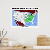 Waar Dixie Alley woont (Verenigde Staten-kaart) Poster (Keuken)