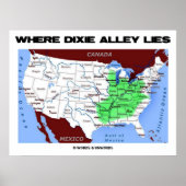 Waar Dixie Alley woont (Verenigde Staten-kaart) Poster (Voorkant)