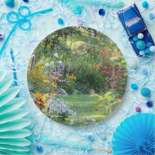 Waar drie tuinen samenkomen papieren bordje (Feest)