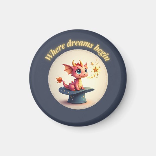 Waar dromen beginnen - Schattigee drakenmagneet Magneet (Voorkant)
