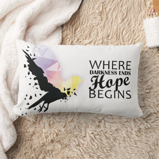 "Waar duisternis eindigt, begint de hoop." Kussen (Deken)