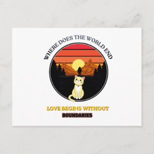 Waar Eindigt De Wereld   Retro Zonsondergang Mooie Briefkaart