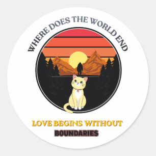 Waar Eindigt De Wereld   Retro Zonsondergang Mooie Ronde Sticker