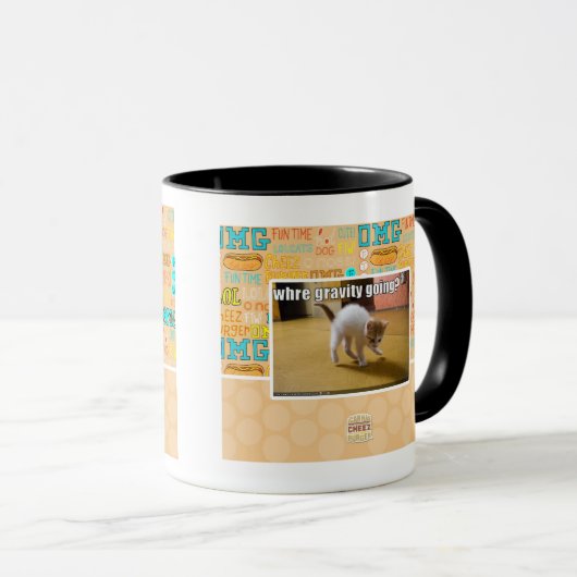 Waar gaat de zwaartekracht heen? mok (Voorkant rechts)