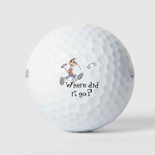 Waar ging het heen? Cartoon golfbal - Monogram Golfballen (Voorkant)