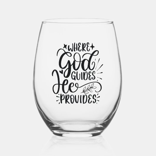 Waar God leidt verstrekt hij Manuscript Wijnglas Zonder Voet (Voorkant)