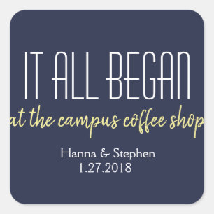 Waar het allemaal begint met een liefdesverhaal vierkante sticker