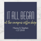 Waar het allemaal begint met een liefdesverhaal wijn etiket (Enkel label)