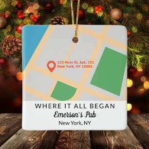 Waar het allemaal begon, houden koppels Kerstmis Keramisch Ornament