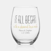Waar het allemaal begon Paar Jubileum Wijnglas Zonder Voet (Voorkant)