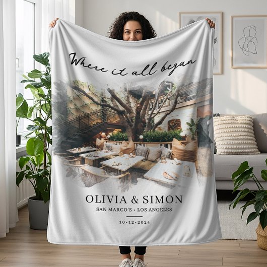 Waar het allemaal begon Romantisch cadeau voor kop Fleece Deken