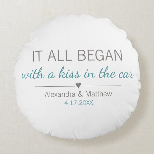 Waar het allemaal begon Romantische Valentijnsdag Rond Kussen (Voorkant)