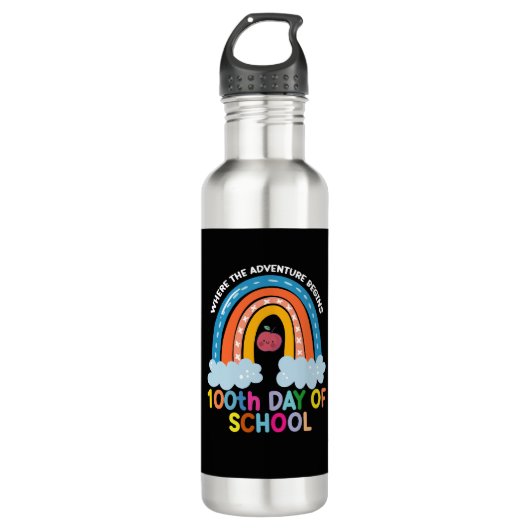 Waar het avontuur 100e dag slimmer begint waterfles  (Voorkant)