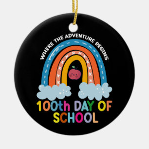 Waar het avontuur begint 100 dagen slimmer  keramisch ornament