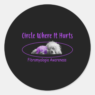 Waar het pijn doet Fibromyalgie Bewustzijn Bichon  Ronde Sticker
