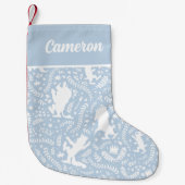 Waar het wilde Dingen Blauwe Floral Patroon Kleine Kerstsok (Voorkant)