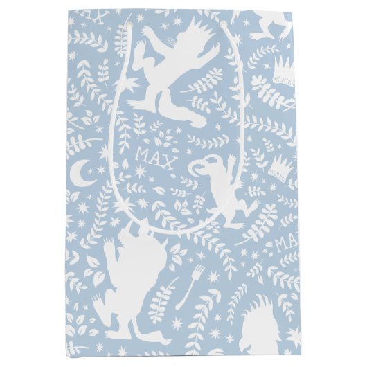 Waar het wilde Dingen Blauwe Floral Patroon Medium Cadeauzakje (Voorkant)