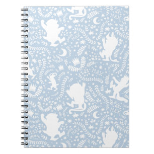 Waar het wilde Dingen Blauwe Floral Patroon Notitieboek