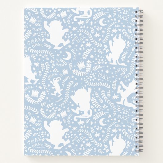 Waar het wilde Dingen Blauwe Floral Patroon Notitieboek (Achterkant)