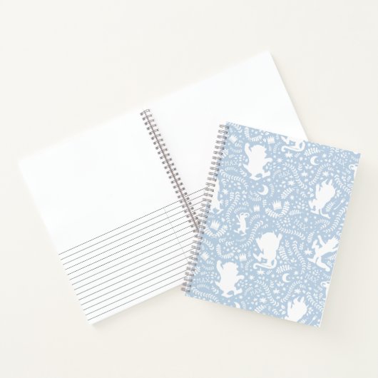 Waar het wilde Dingen Blauwe Floral Patroon Notitieboek (Binnen)