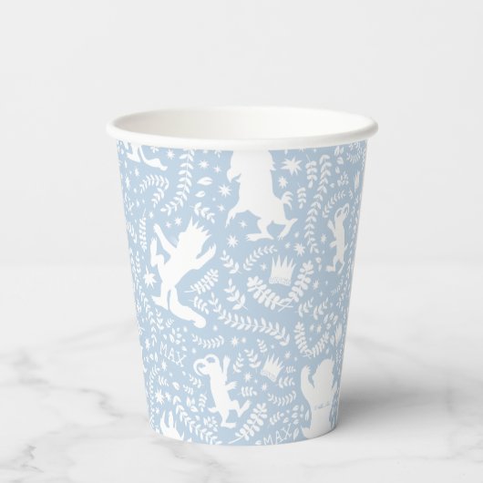 Waar het wilde Dingen Blauwe Floral Patroon Papieren Bekers (Achterkant)